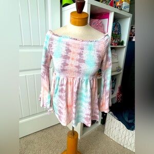 Torrid Pastel Tye Dye off shoulder top
